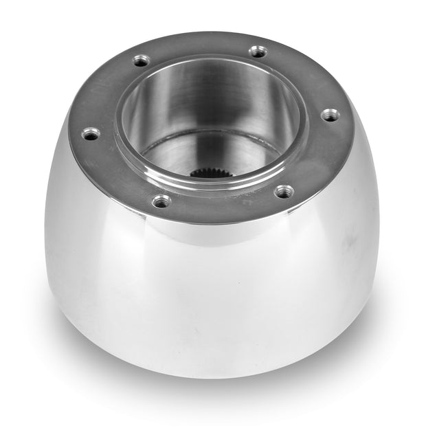 SIX BOLT VETTE TWO SPOKE POLISHED BILLET ALUMINUM STEERING WHEEL HUB ADAPTER FOR '67-'94 GM