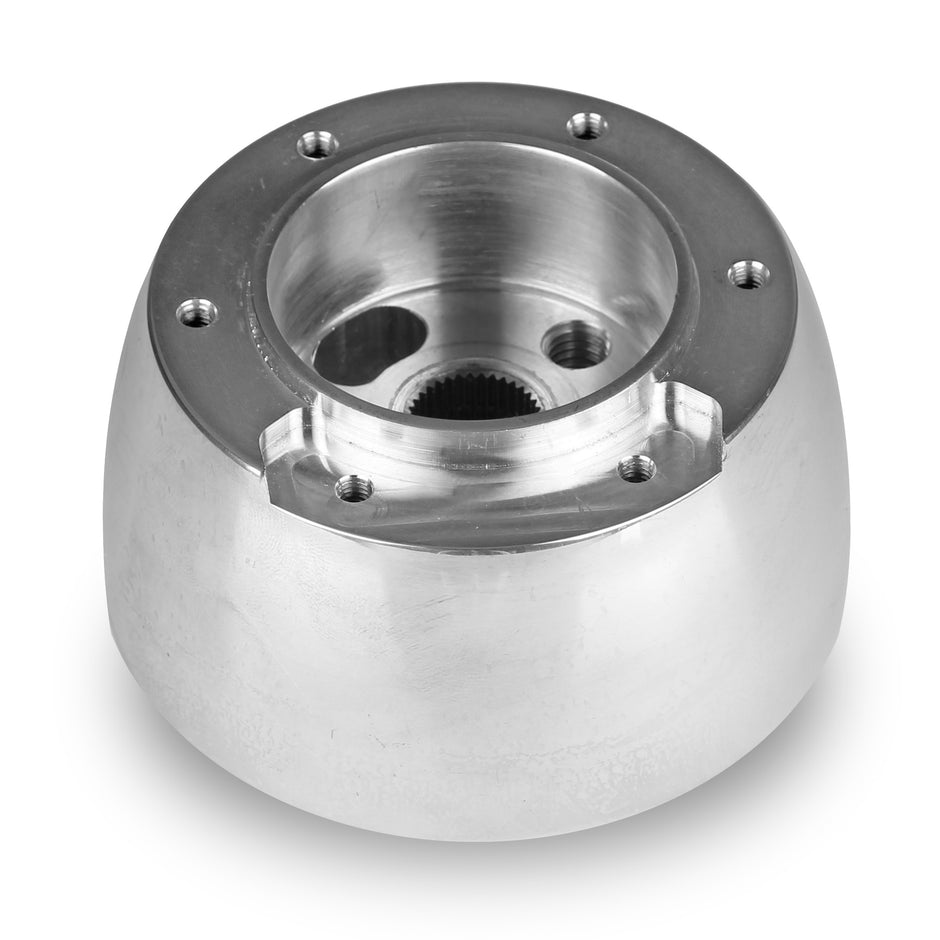 SIX BOLT VETTE THREE SPOKE POLISHED BILLET ALUMINUM STEERING WHEEL HUB ADAPTER FOR PRE-'67 GM
