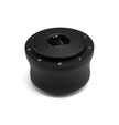 NINE BOLT BLACK BILLET ALUMINUM STEERING WHEEL HUB ADAPTER FOR '67-'94 GM WITH PLASTIC HORN BUTTON