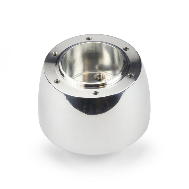 SIX BOLT VETTE 2 SPOKE POLISHED BILLET ALUMINUM STEERING WHEEL HUB ADAPTER FOR '67-'94 GM WITH FLAMING RIVER COLUMN