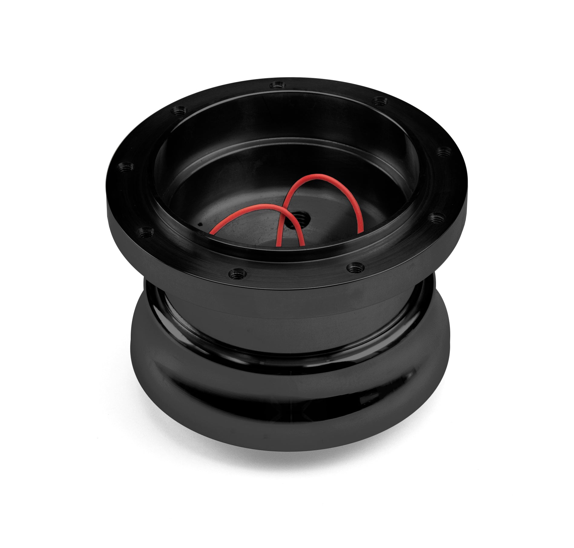 NINE BOLT ADJUSTABLE BLACK BILLET ALUMINUM STEERING WHEEL HUB ADAPTER FOR '67-'79 FORD RANGER, BRONCO II