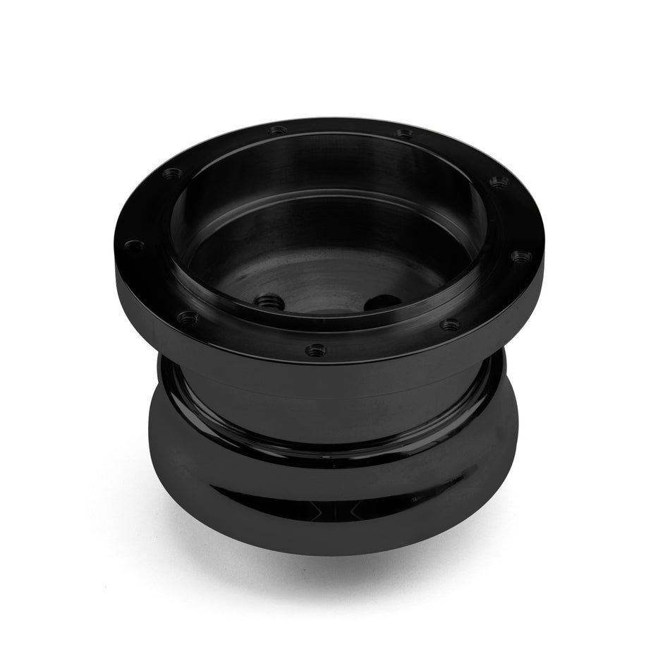 NINE BOLT ADJUSTABLE BLACK BILLET ALUMINUM STEERING WHEEL HUB ADAPTER FOR '48-'57 FORD WITH 40 SPLINE SHAFT