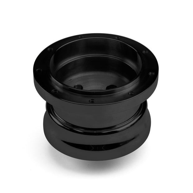 NINE BOLT ADJUSTABLE BLACK BILLET ALUMINUM STEERING WHEEL HUB ADAPTER FOR '48-'57 FORD WITH 40 SPLINE SHAFT