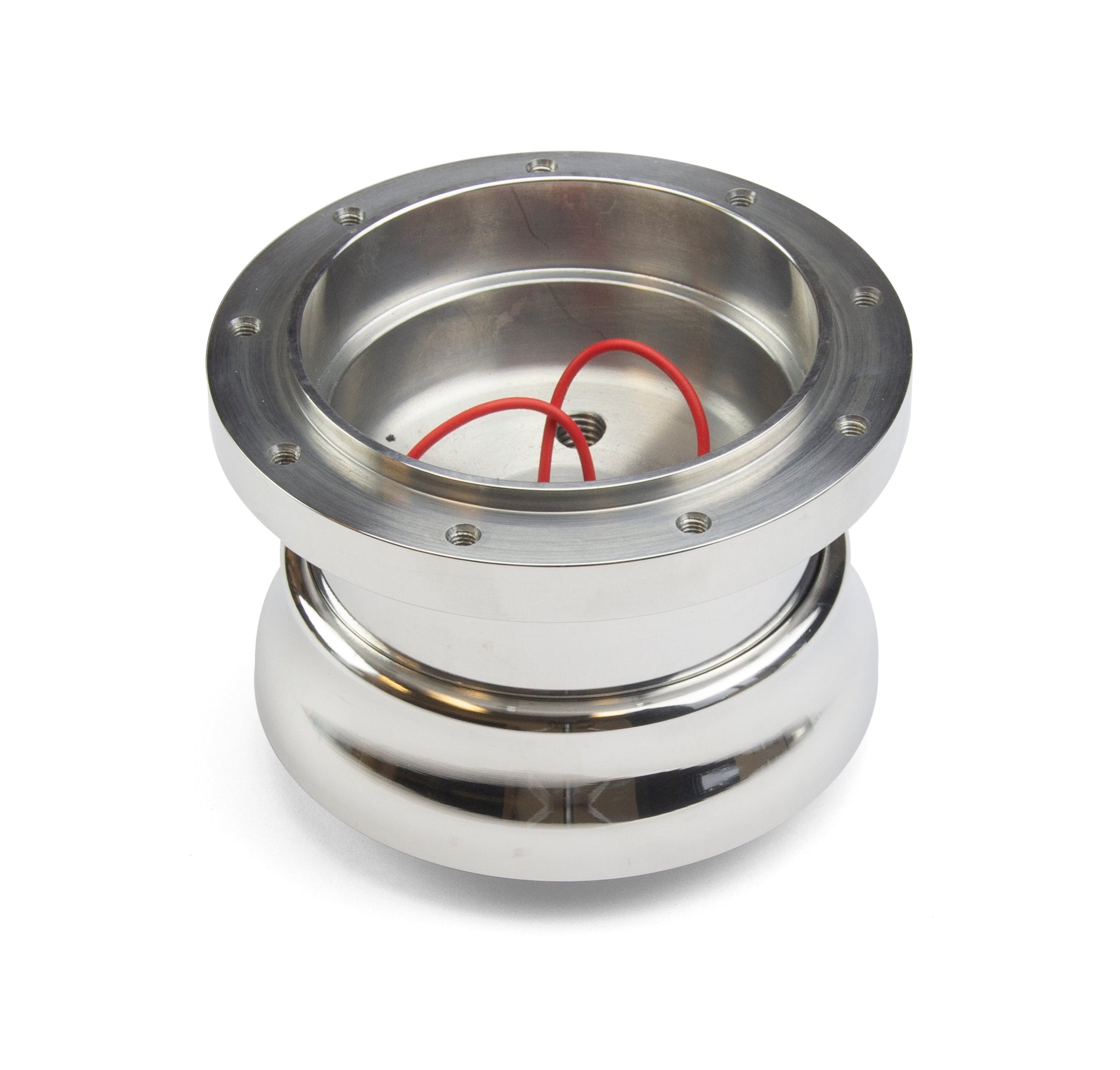 NINE BOLT ADJUSTABLE POLISHED BILLET ALUMINUM STEERING WHEEL HUB ADAPTER FOR '67-'79 FORD RANGER, BRONCO II