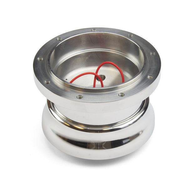 NINE BOLT ADJUSTABLE POLISHED BILLET ALUMINUM STEERING WHEEL HUB ADAPTER FOR '67-'79 FORD RANGER, BRONCO II