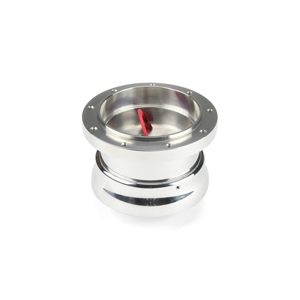 NINE BOLT ADJUSTABLE POLISHED BILLET ALUMINUM STEERING WHEEL HUB ADAPTER FOR '61-'67 FORD F-SERIES, BRONCO, VAN
