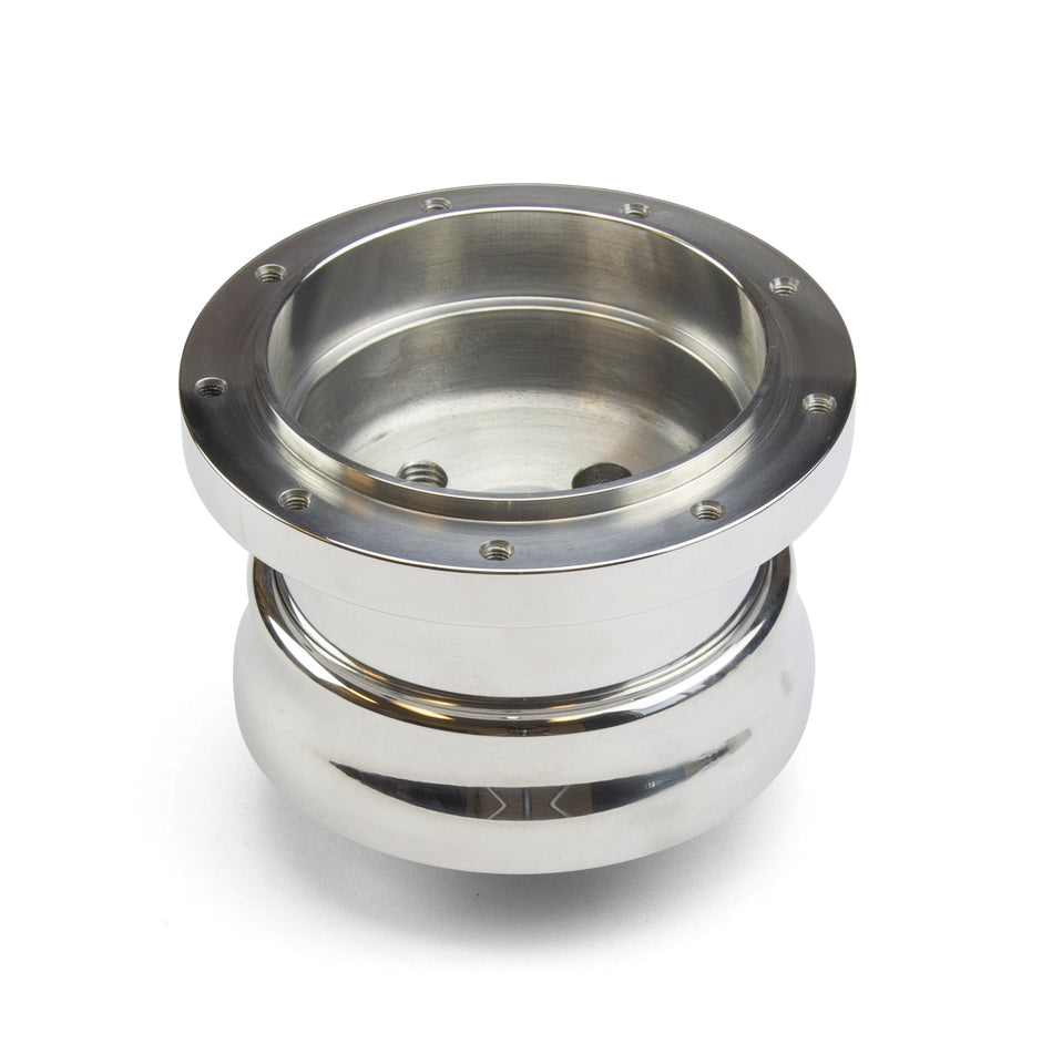 NINE BOLT ADJUSTABLE POLISHED BILLET ALUMINUM STEERING WHEEL HUB ADAPTER FOR '48-'57 FORD WITH 40 SPLINE SHAFT