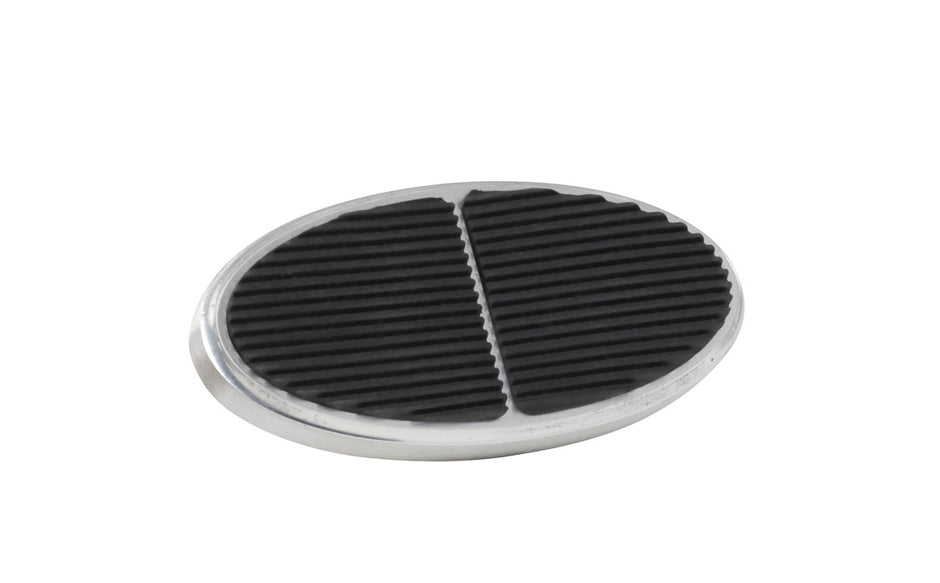 XL OVAL BRUSHED BRAKE PEDAL PAD WITH RUBBER INSERT