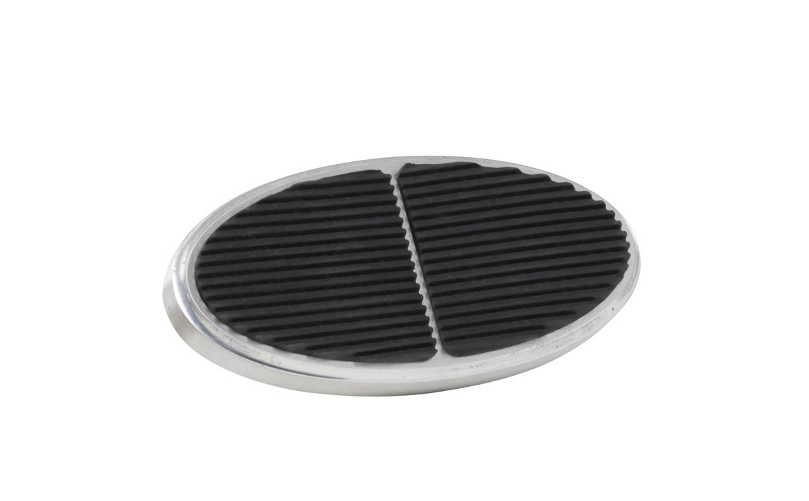XL OVAL BRUSHED BRAKE PEDAL PAD WITH RUBBER INSERT