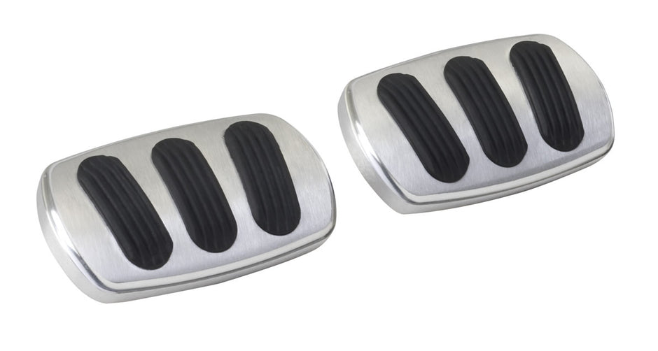 CURVED BRAKE/CLUTCH PEDAL PADS FOR '55-'57 CHEVY WITH RUBBER INSERT (PAIR)