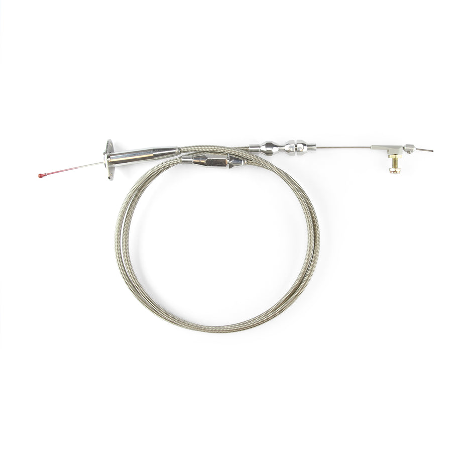 48" HI-TECH POLISHED STAINLESS STEEL HOUSING CRUISE CONTROL CABLE FOR VERTICAL MOUNT EFI (EXCEPT '86-'93 FORD)