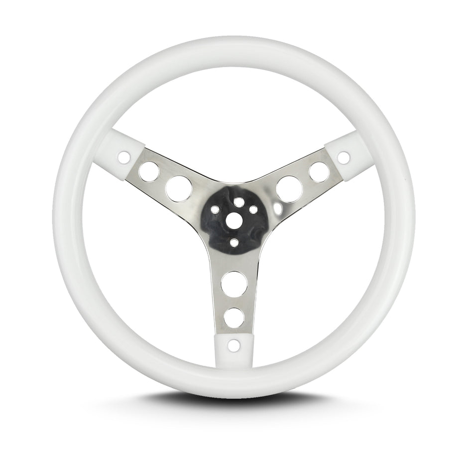 COVICO POLISHED STAINLESS 3 SPOKE, CLASSIC 3 HOLE, STANDARD 3" DISH 3 BOLT 13" WHITE