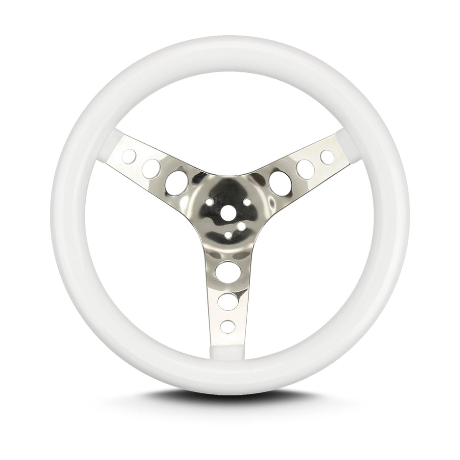 COVICO POLISHED STAINLESS 3 SPOKE, CLASSIC 3 HOLE, DEEP 4.75" DISH 3 BOLT 12" WHITE