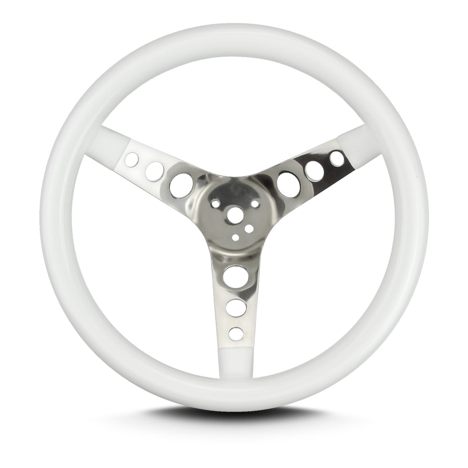 COVICO POLISHED STAINLESS 3 SPOKE, CLASSIC 3 HOLE, DEEP 4.75" DISH 3 BOLT 13" WHITE