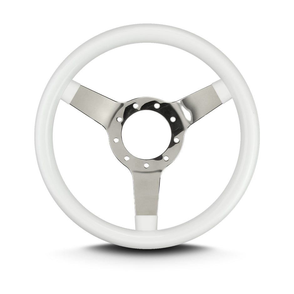 COVICO POLISHED STAINLESS 3 SPOKE, SOLID, STANDARD 3" DISH 9 BOLT 13" WHITE