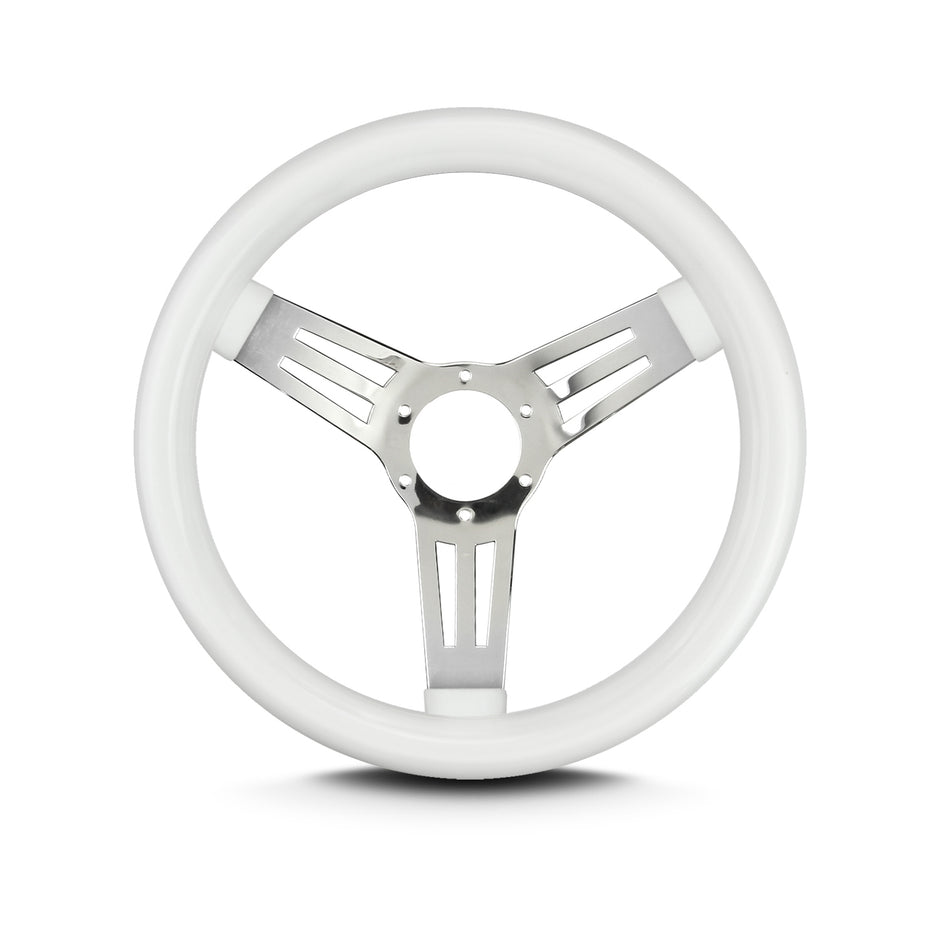 COVICO POLISHED STAINLESS 3 SPOKE, DOUBLE SLOT, STANDARD 3" DISH 6 BOLT 12" WHITE