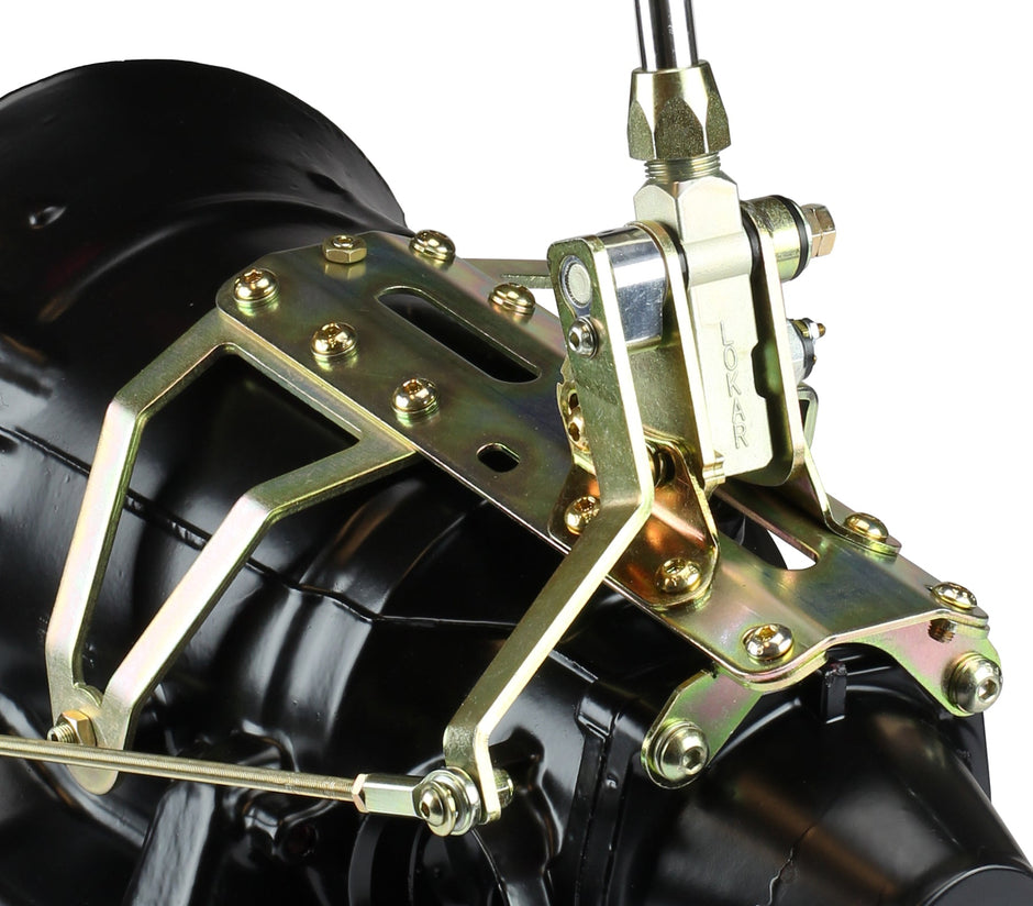 Lokar Case Mount Shifter GM 4L60 Chrome 23" Single Bend Lever Mushroom Polished Knob CM4L60AMP