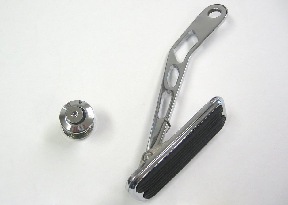 CHROME STEEL THROTTLE PEDAL FOR LOKAR DRIVE-BY-WIRE WITH RUBBER INSERT