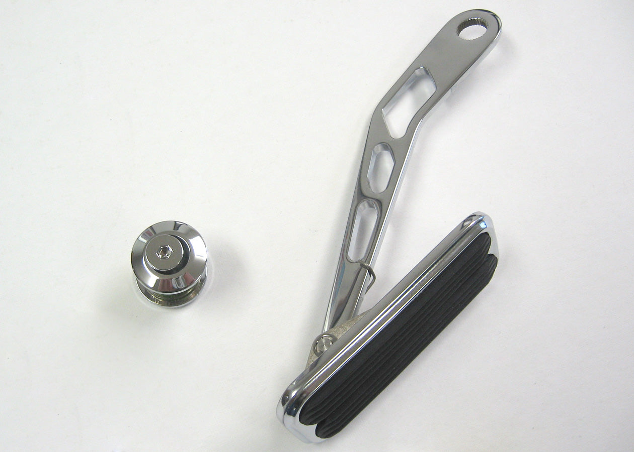 CHROME STEEL THROTTLE PEDAL FOR LOKAR DRIVE-BY-WIRE WITH RUBBER INSERT