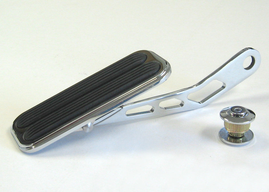 XL CHROME STEEL THROTTLE PEDAL FOR LOKAR DRIVE-BY-WIRE WITH RUBBER INSERT