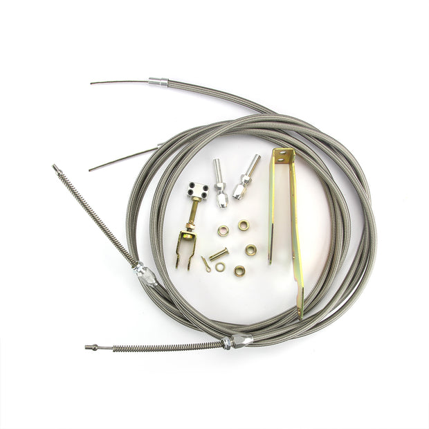 96" HI-TECH STAINLESS EMERGENCY BRAKE CABLES W/ TRANSMOUNT BRACKET