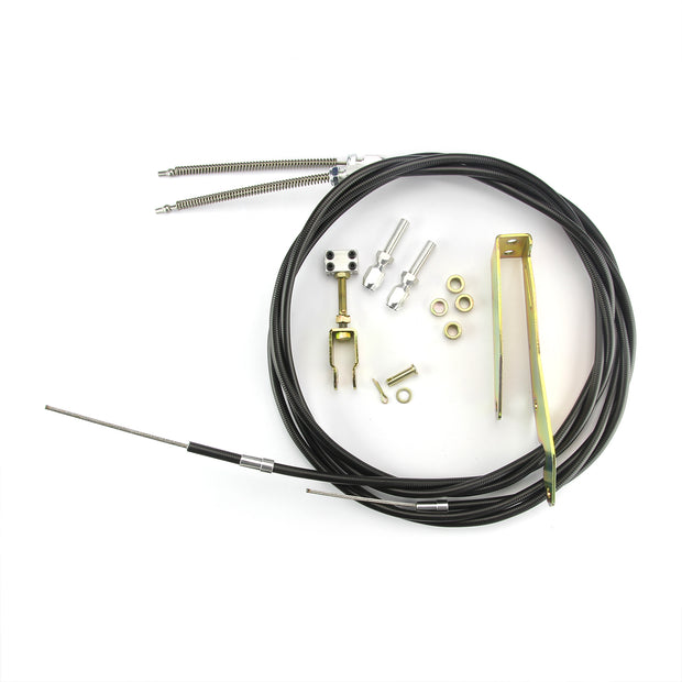 96" UNIVERSAL BLACK EMERGENCY BRAKE CABLES W/ TRANSMOUNT BRACKET