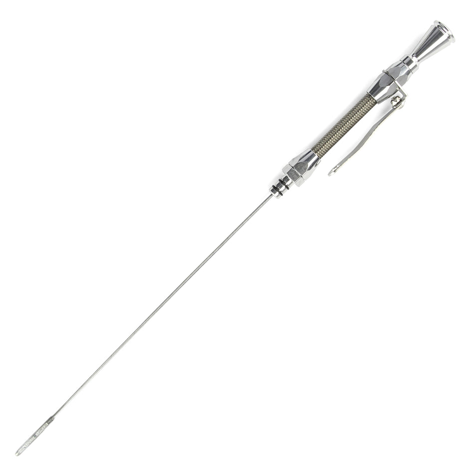 HI-TECH FLEXIBLE STAINLESS ENGINE DIPSTICK 1979 & EARLIER CHEVY SMALL BLOCK PUSH INTO BLOCK DRIVER'S SIDE