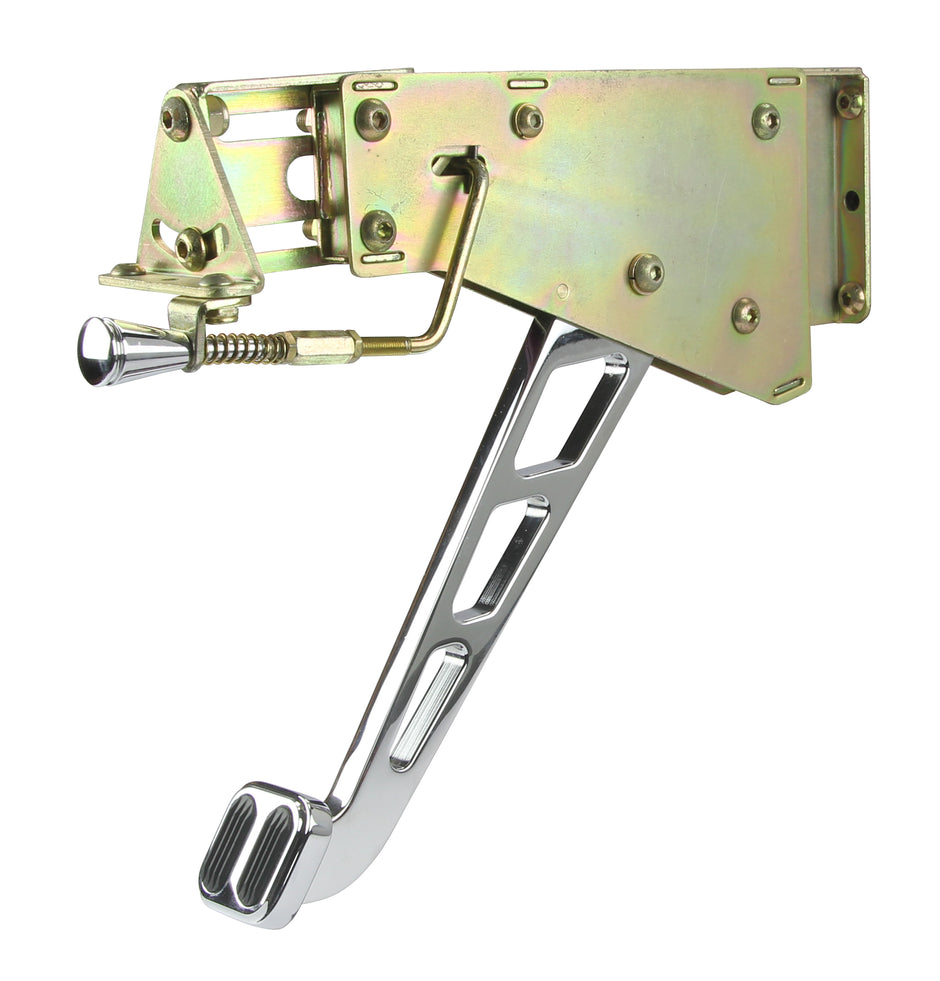 UNDER-THE-DASH CHROME EMERGENCY FOOT BRAKE WITH WINDOWED ARM AND RUBBER INSERT PAD