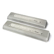 SB Chevy Cast Aluminum Valve Covers LS Classic Script Cast Finish