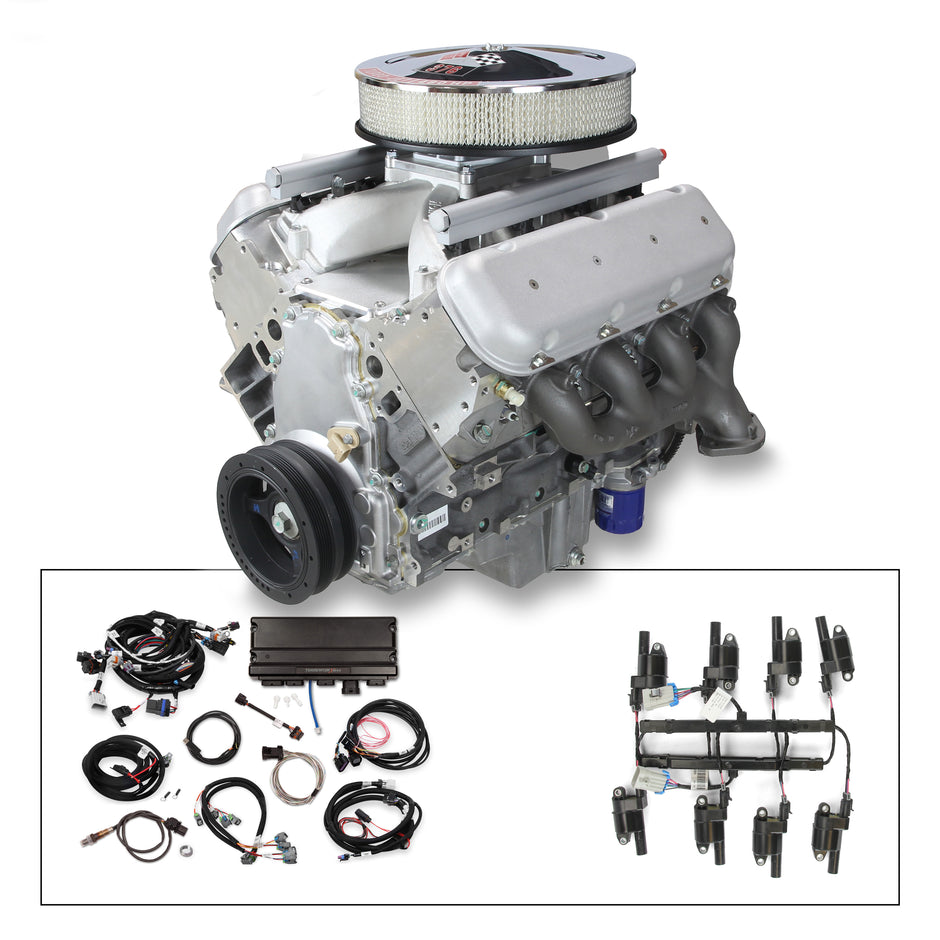 14" Classic Crate Engine, LS3 495 HP, unpainted with cast finish BB Chevy Valve