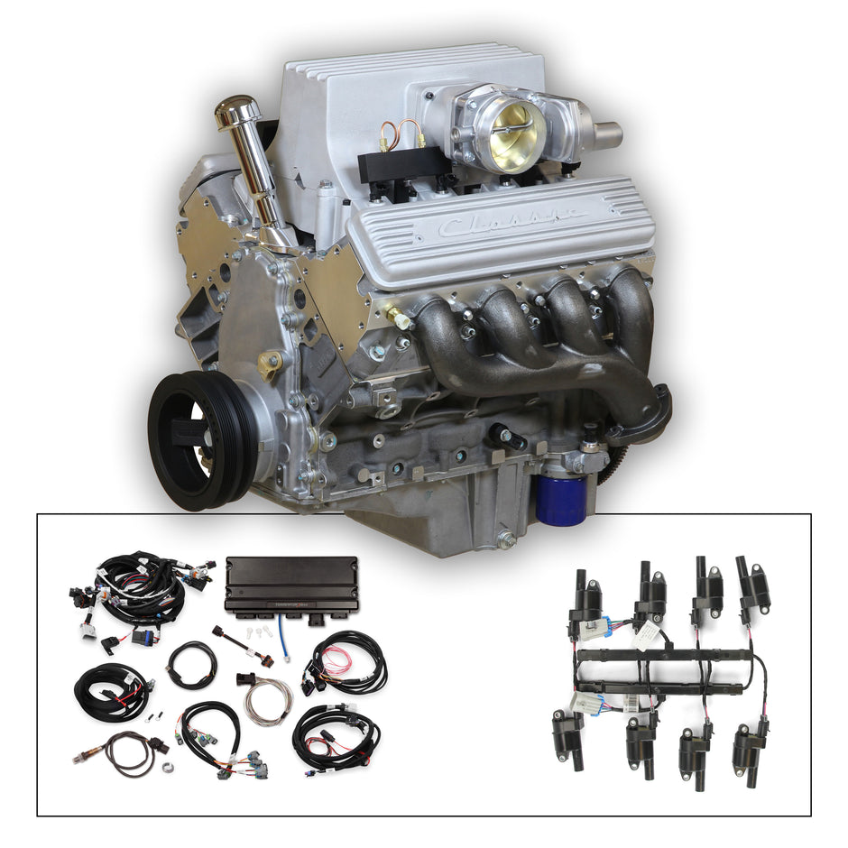57 Fuelie Crate Engine, LS3 495 HP, unpainted with cast finish SB Chevy Valve Co