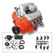 62 Fuelie Crate Engine, LS3 495 HP, painted orange with cast finish SB Chevy Val