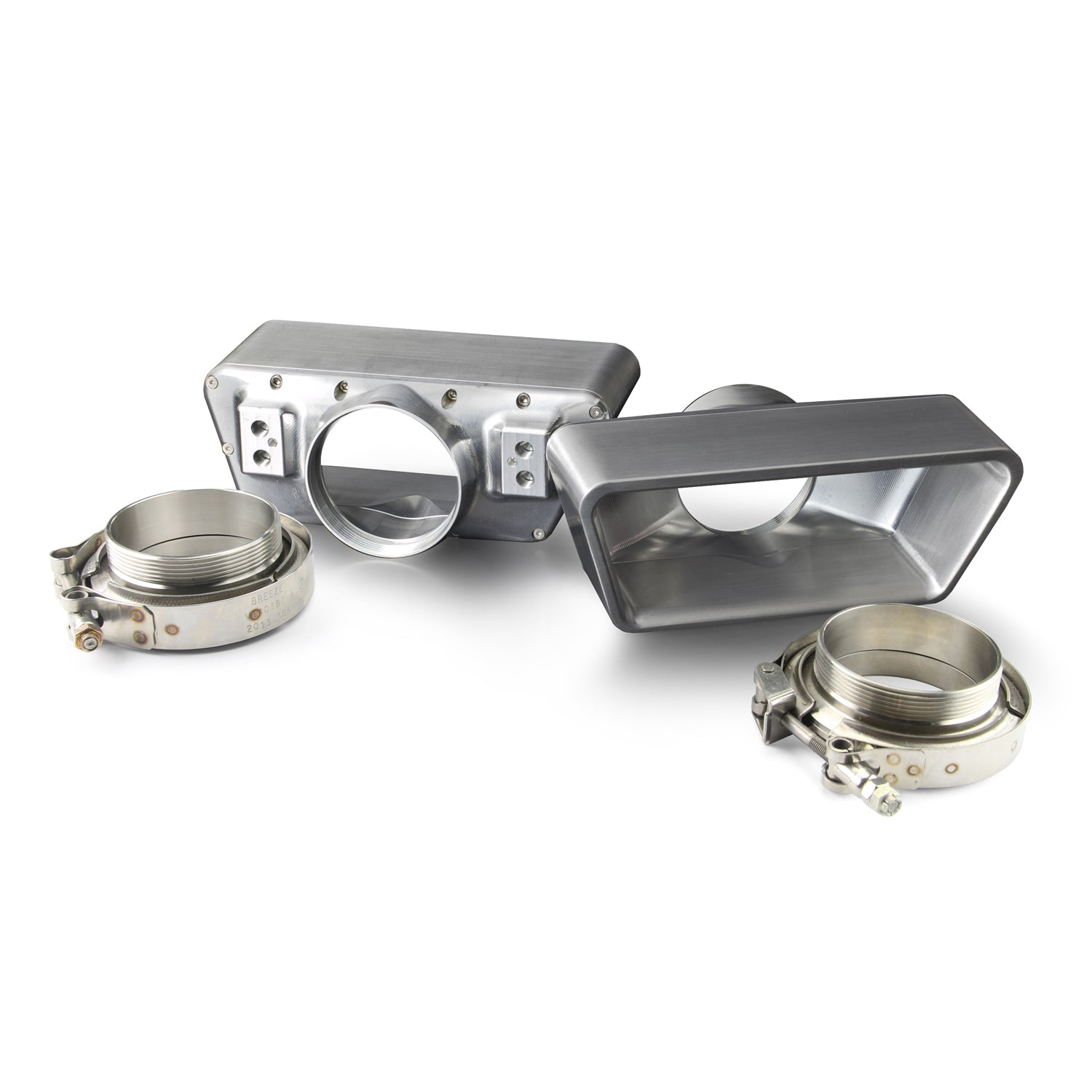 GOOLSBY EDITION BRUSHED BILLET ALUMINUM EXHAUST TIPS WITH V-BAND CLAMPS