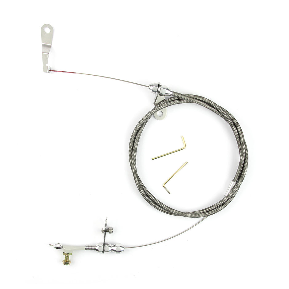 48" HI-TECH STAINLESS STEEL HOUSING C-4 KICKDOWN CABLE W/ POLISHED FITTINGS