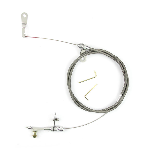 48" HI-TECH STAINLESS STEEL HOUSING C-4 KICKDOWN CABLE W/ POLISHED FITTINGS