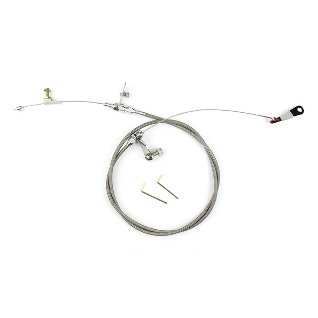 48" HI-TECH STAINLESS STEEL HOUSING C-6 KICKDOWN CABLE W/ POLISHED FITTINGS