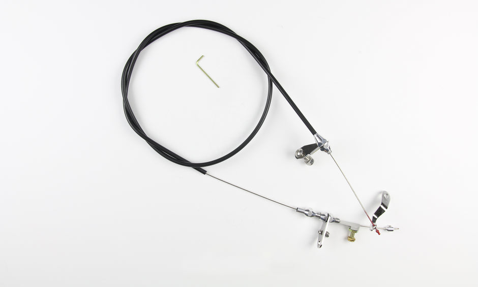48" UNIVERSAL BLACK HOUSING C-6 KICKDOWN CABLE W/ POLISHED FITTINGS