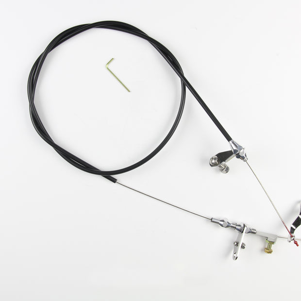 48" UNIVERSAL BLACK HOUSING C-6 KICKDOWN CABLE W/ POLISHED FITTINGS