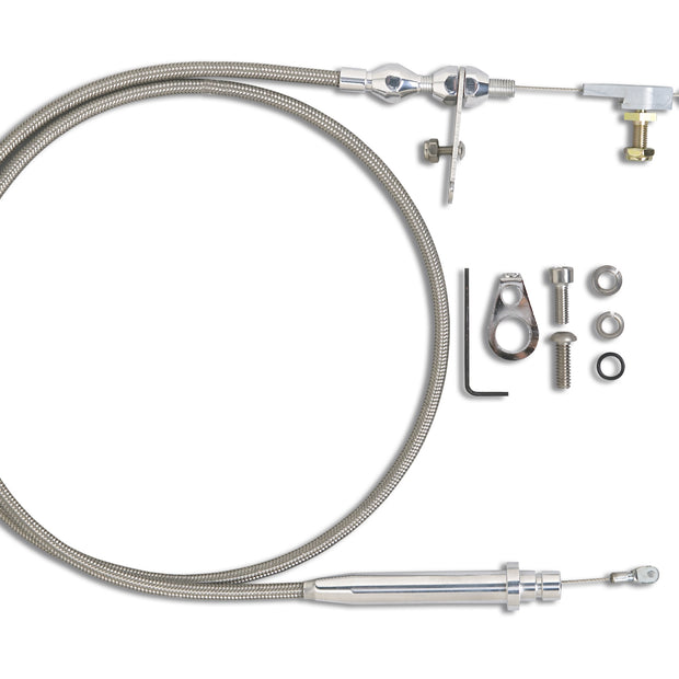 42" HI-TECH STAINLESS STEEL HOUSING TH-200 KICKDOWN CABLE W/ POLISHED FITTINGS
