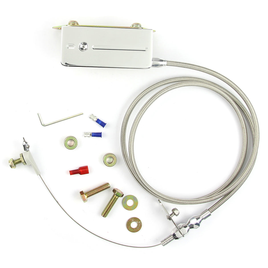 48" HI-TECH STAINLESS STEEL HOUSING ELECTRIC TH-400 KICKDOWN CABLE W/ POLISHED FITTINGS