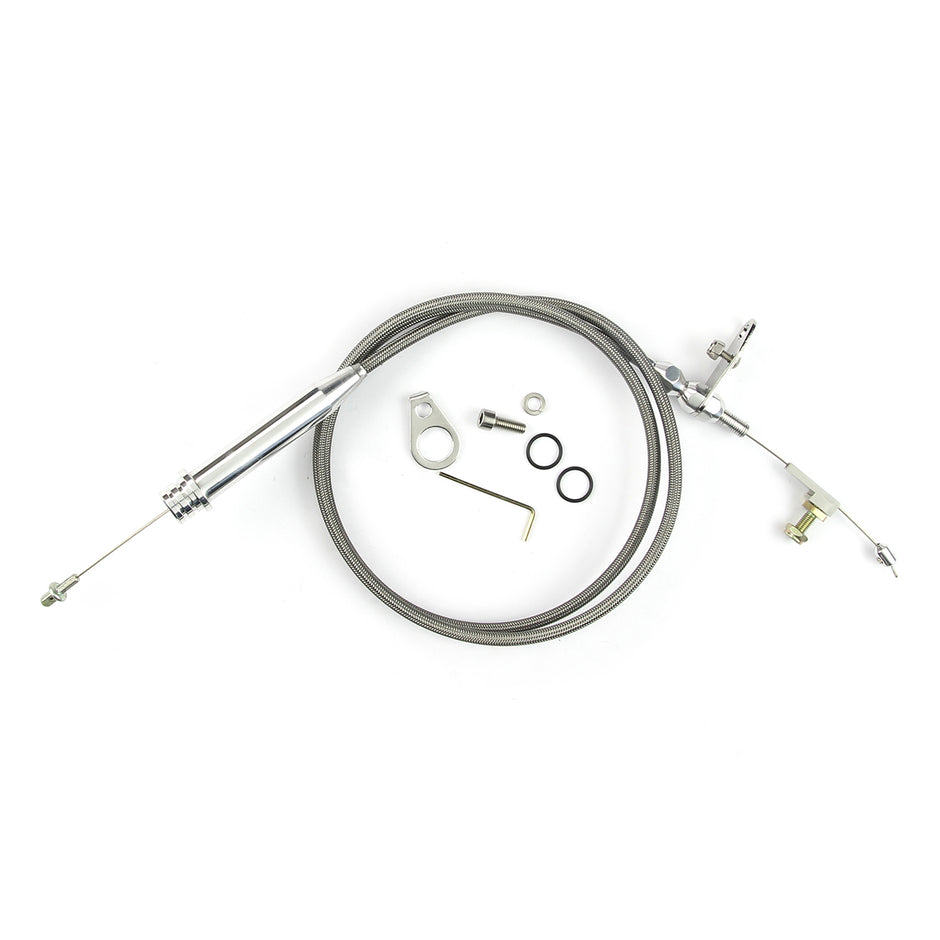 46" HI-TECH STAINLESS STEEL HOUSING 4L60 KICKDOWN CABLE W/ POLISHED FITTINGS
