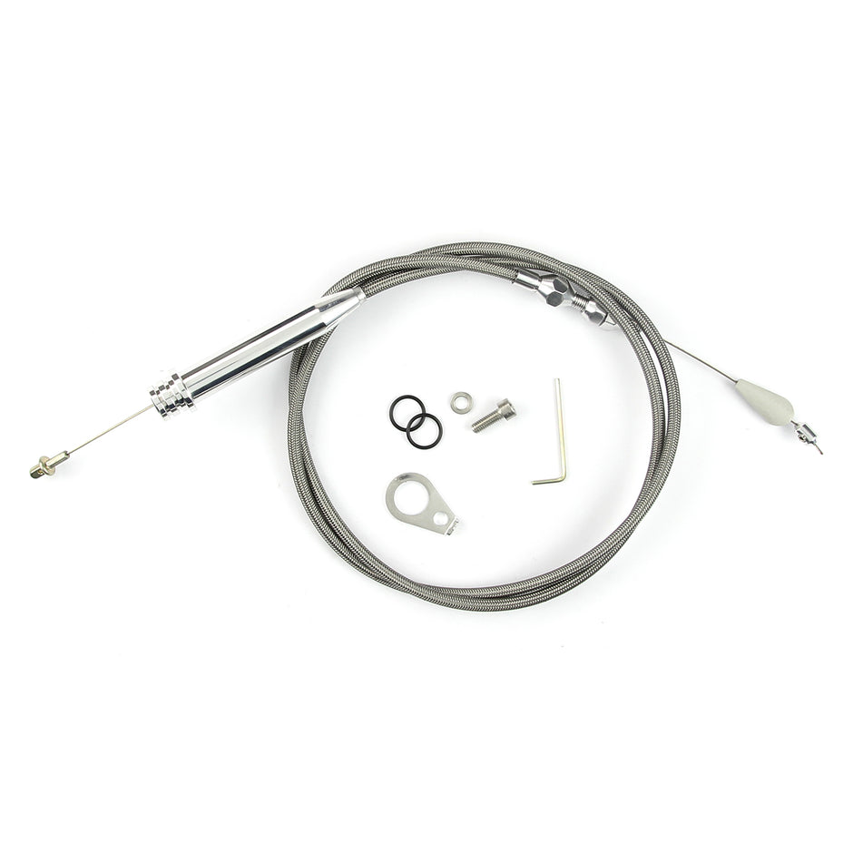46" HI-TECH STAINLESS STEEL HOUSING 4L60 TUNED-PORT KICKDOWN CABLE W/ POLISHED FITTINGS