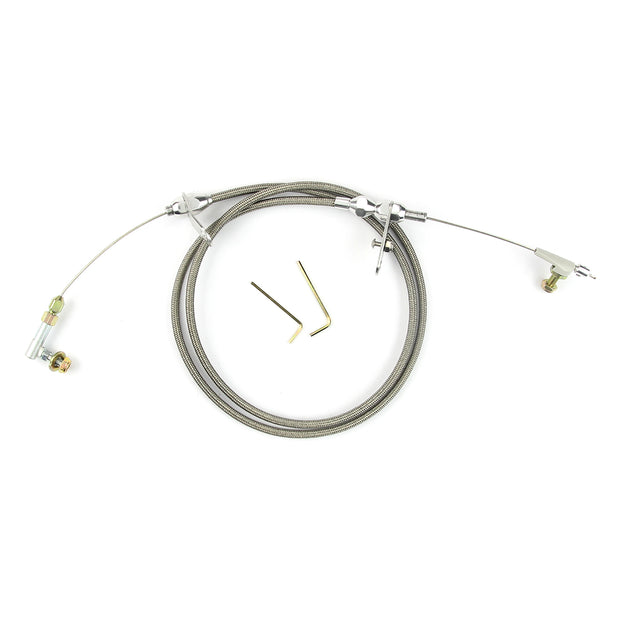48" HI-TECH STAINLESS STEEL HOUSING 518 KICKDOWN CABLE W/ POLISHED FITTINGS