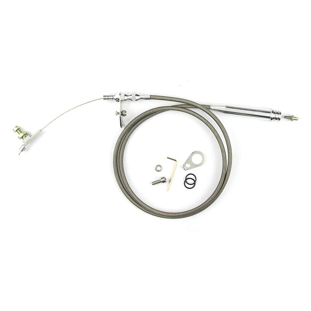 46" HI-TECH STAINLESS STEEL HOUSING 700-R4 KICKDOWN CABLE W/ POLISHED FITTINGS