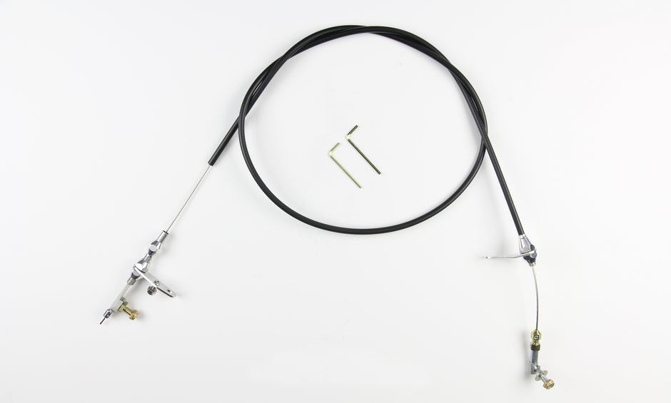 48" UNIVERSAL BLACK HOUSING 727 KICKDOWN CABLE W/ POLISHED FITTINGS
