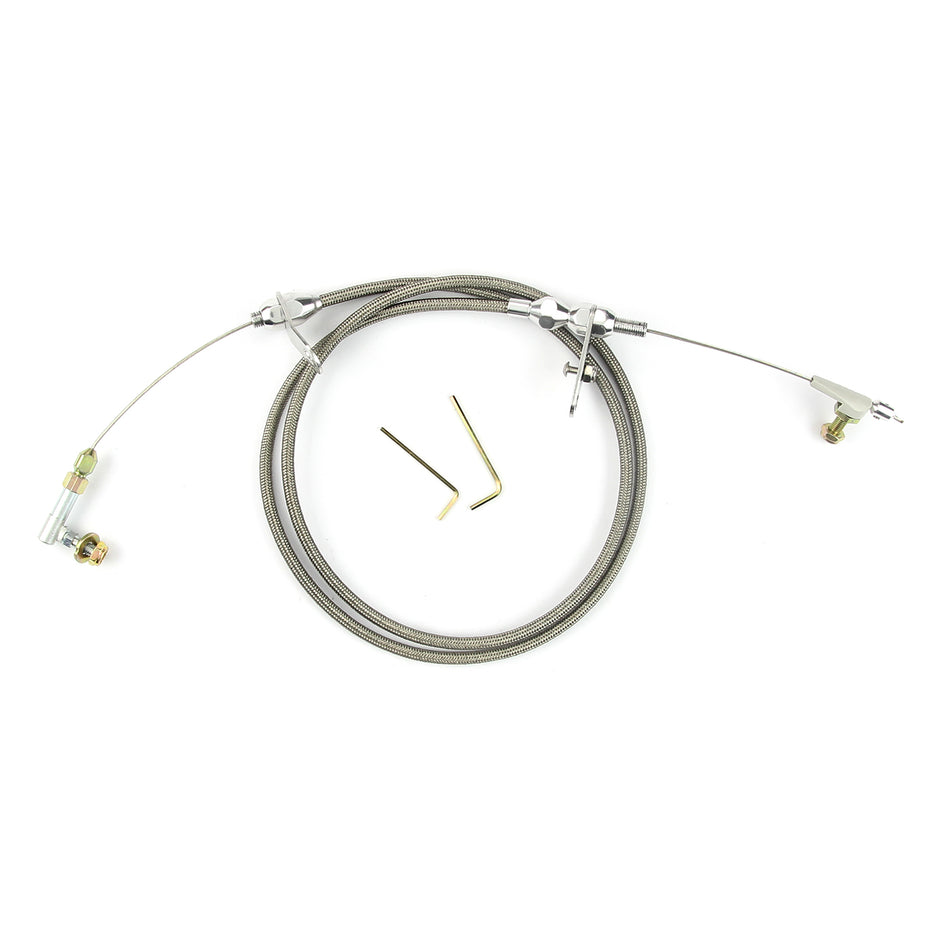 48" HI-TECH STAINLESS STEEL HOUSING 904 KICKDOWN CABLE W/ POLISHED FITTINGS