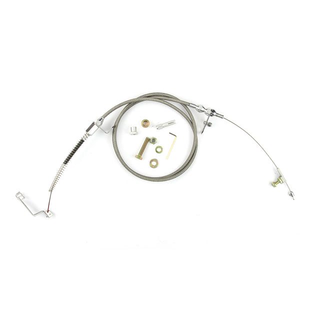 48" HI-TECH STAINLESS STEEL HOUSING AOD KICKDOWN CABLE W/ POLISHED FITTINGS
