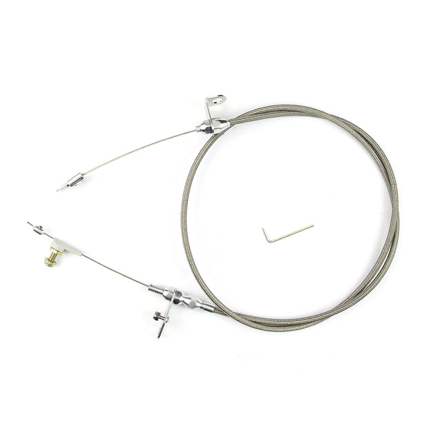 48" HI-TECH STAINLESS STEEL HOUSING FMX KICKDOWN CABLE W/ POLISHED FITTINGS