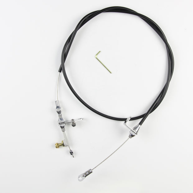 48" UNIVERSAL BLACK HOUSING FMX KICKDOWN CABLE W/ POLISHED FITTINGS
