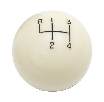 SHIFT KNOB SOLID RESIN 2" ROUND IVORY 4 SPEED (REVERSE UP LEFT)